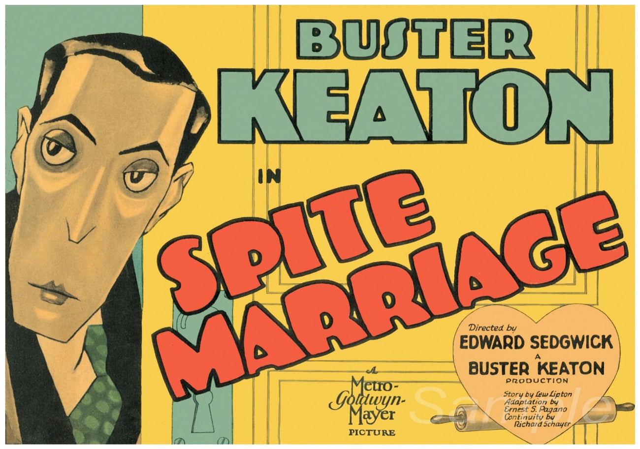 Vintage movie poster print featuring Buster Keaton with the title 'Spite Marriage'.