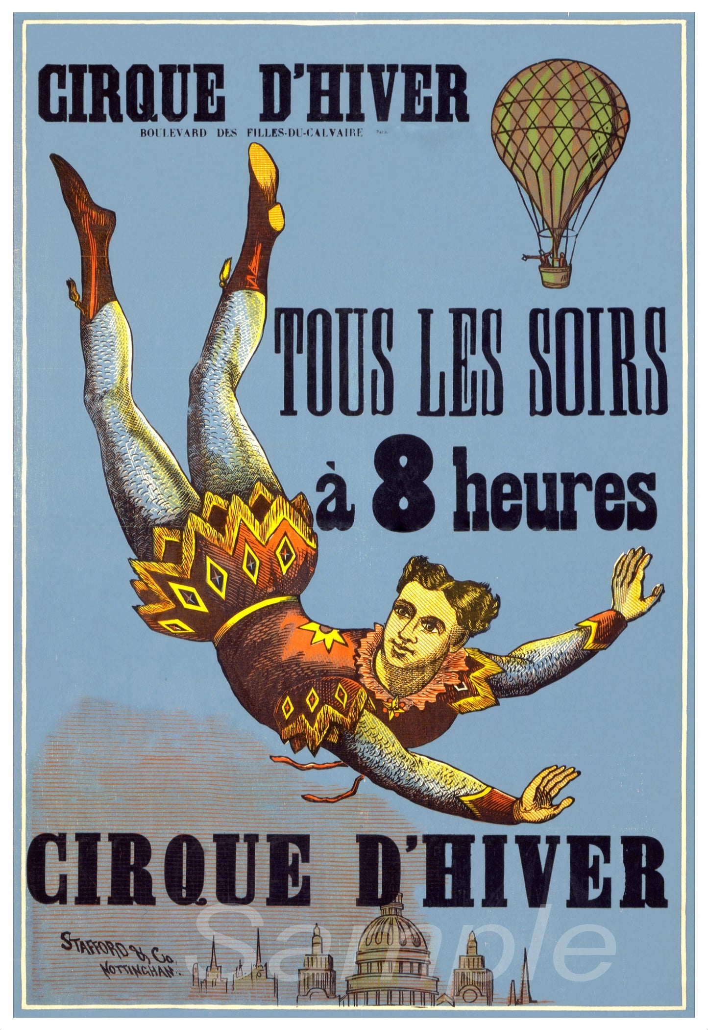 French Circus Cirque D'Hiver Vintage Advertising Poster Print