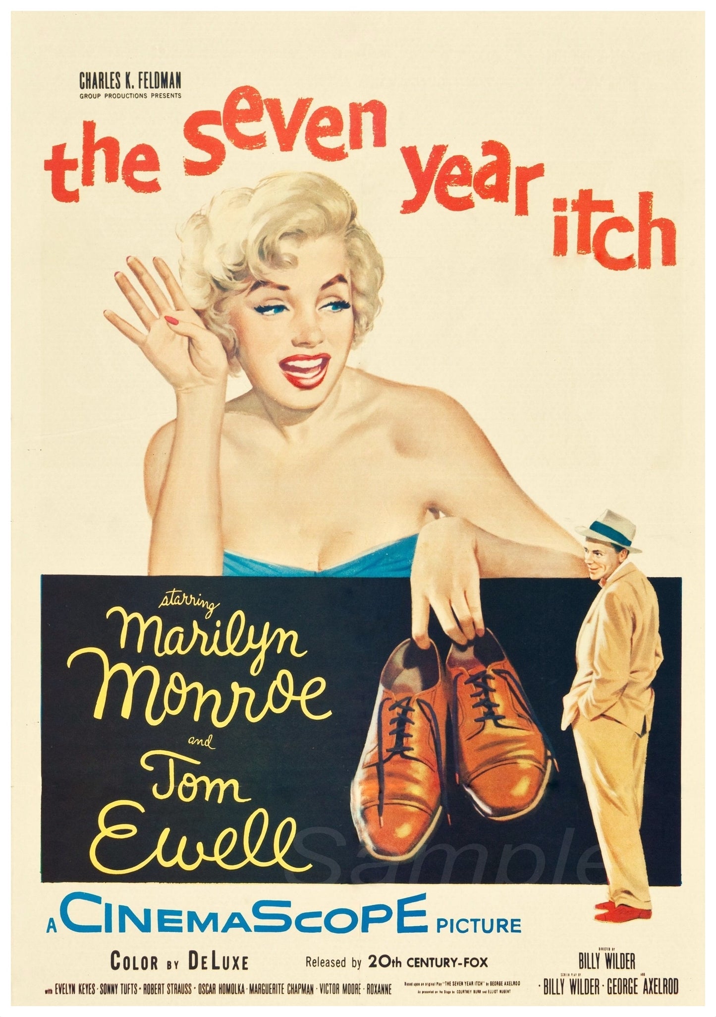 Vintage movie poster print of Marilyn Monroe for the film 'The Seven Year Itch'.