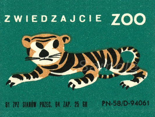 Vintage-style poster with a tiger illustration and text on a green background